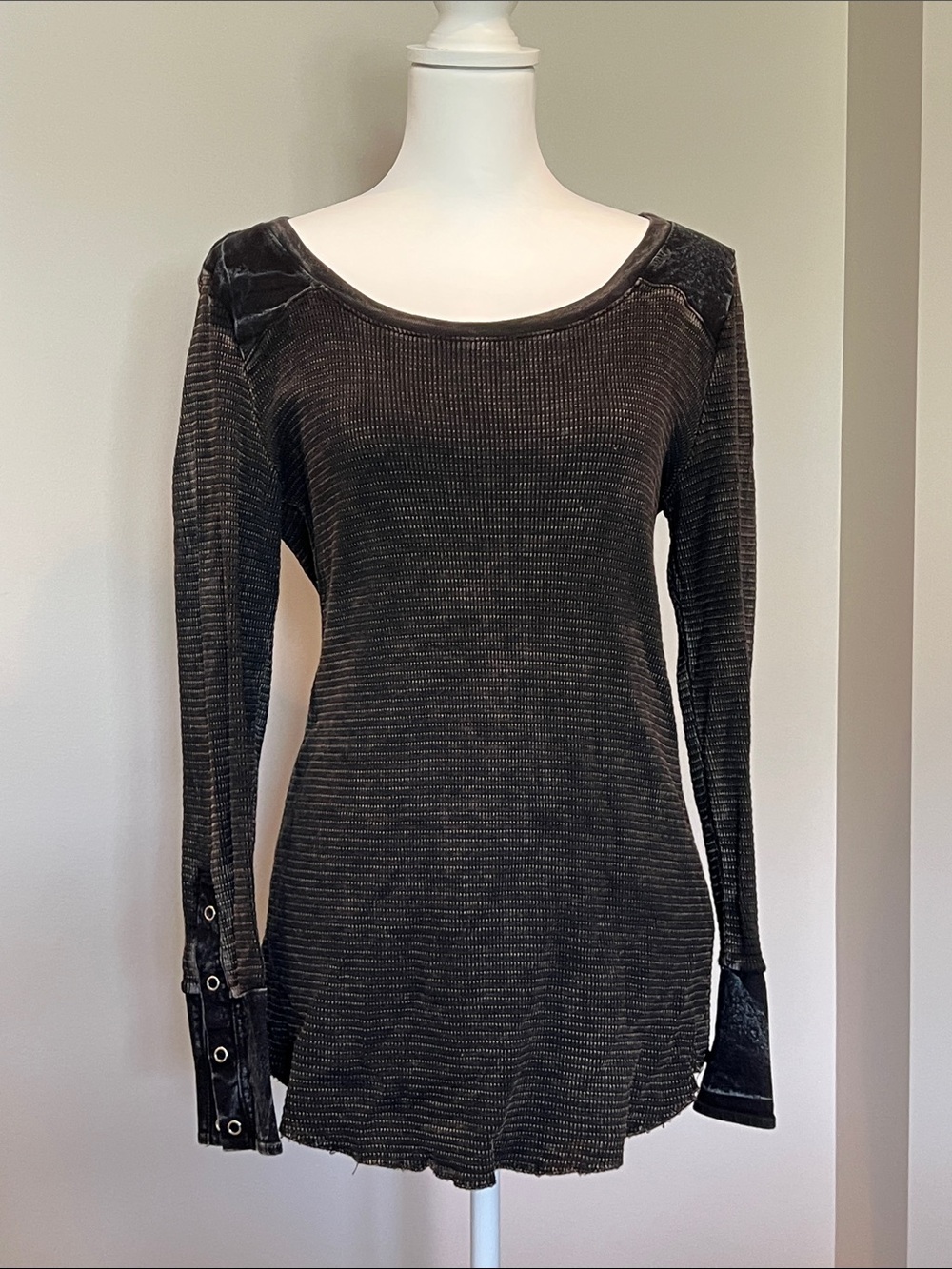 Able Black Ribbed Scoop Neck Top